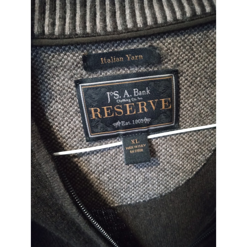 Jos. A. Bank Reserve 1/4 Zip Sweater Mens XL Brown Wool Cashmere Italian Yarn - Picture 9 of 11